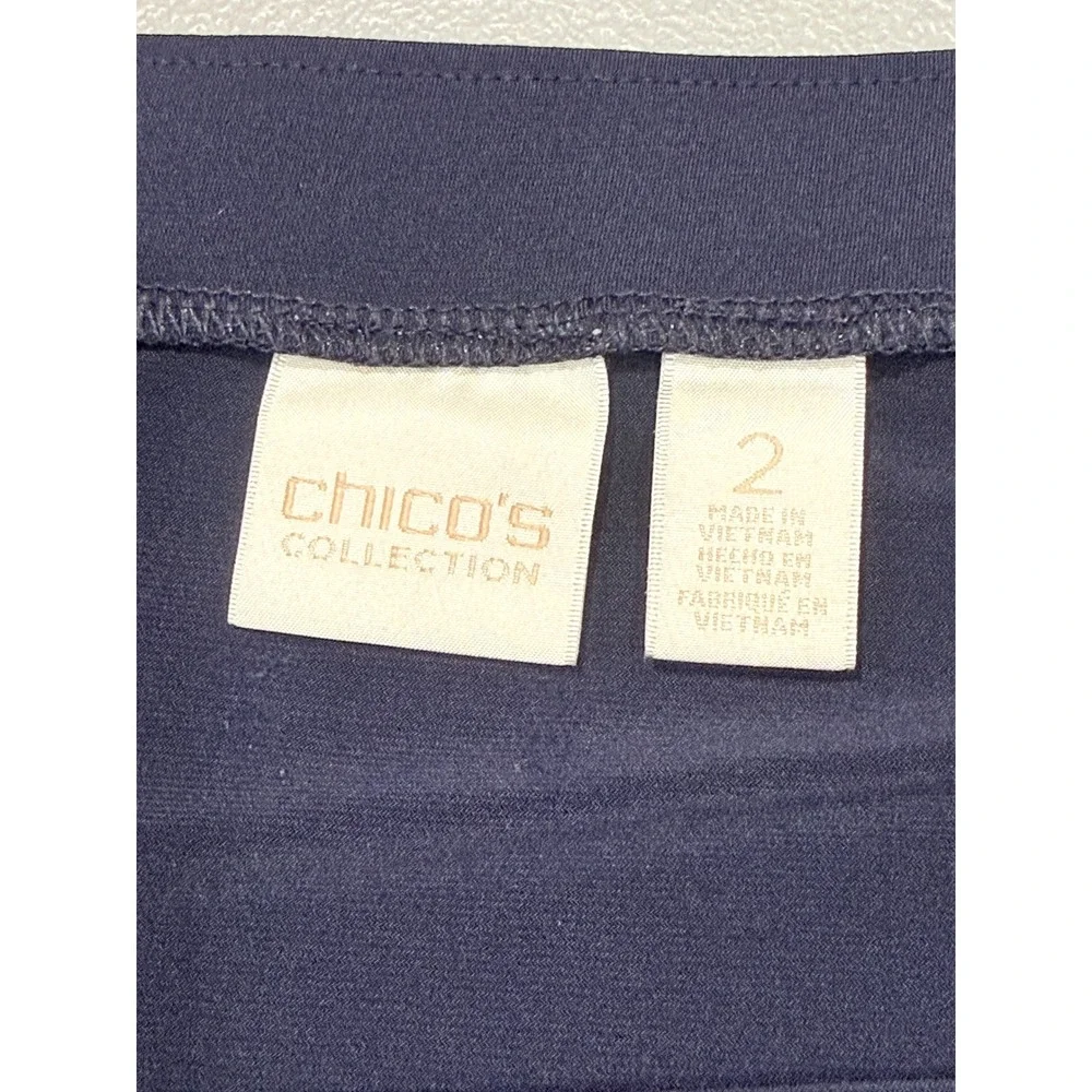Chicos Collection Maxi Skirt Womens sz L /2 Navy Fringe Elastic Waist Pull On